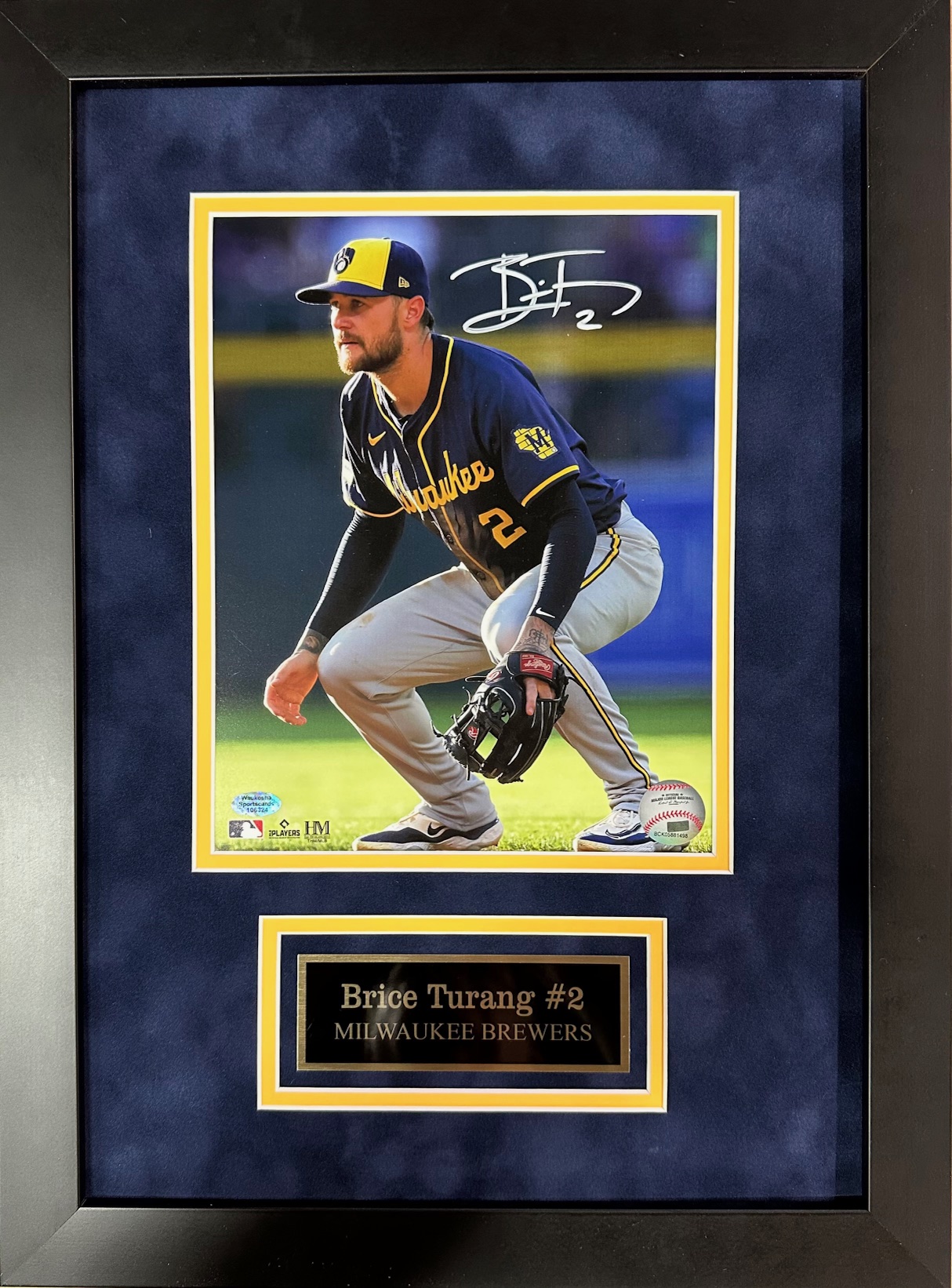 BRICE TURANG FRAMED SIGNED BREWERS 8X10 PHOTO #6