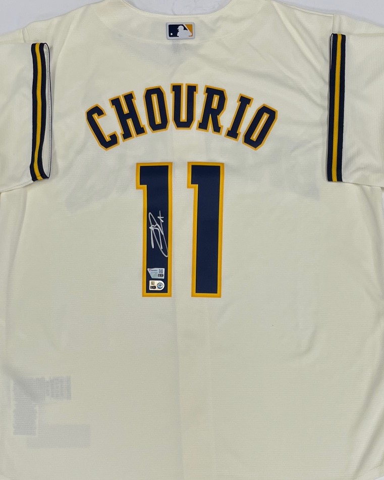 JACKSON CHOURIO SIGNED OFFICIAL NIKE CREAM BREWERS JERSEY - FAN