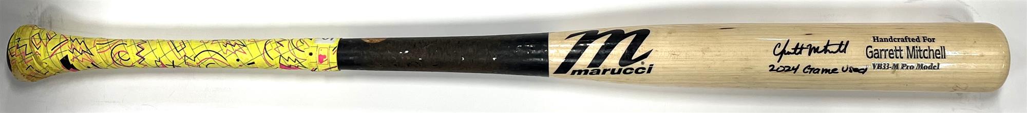 GARRETT MITCHELL SIGNED BREWERS GAME USED MARUCCI BAT #1