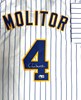 PAUL MOLITOR SIGNED CUSTOM REPLICA BREWERS PINSTRIPE JERSEY - BAS