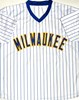 PAUL MOLITOR SIGNED CUSTOM REPLICA BREWERS PINSTRIPE JERSEY - BAS