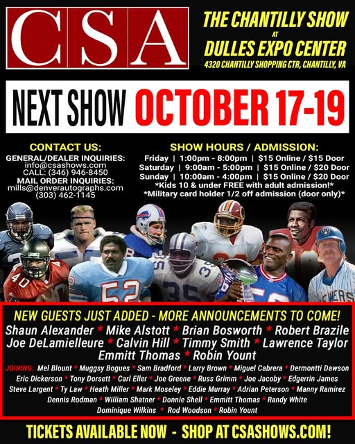 CSA AUTOGRAPH SHOW - October 17-19th