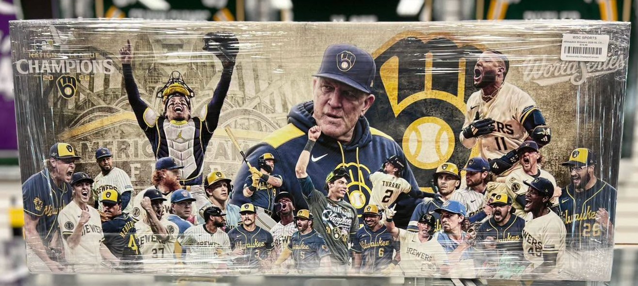 MILWAUKEE BREWERS 2026 NLCS CHAMPS 13X31 STRETCHED CUSTOM CANVAS COLLAGE - WORLD SERIES