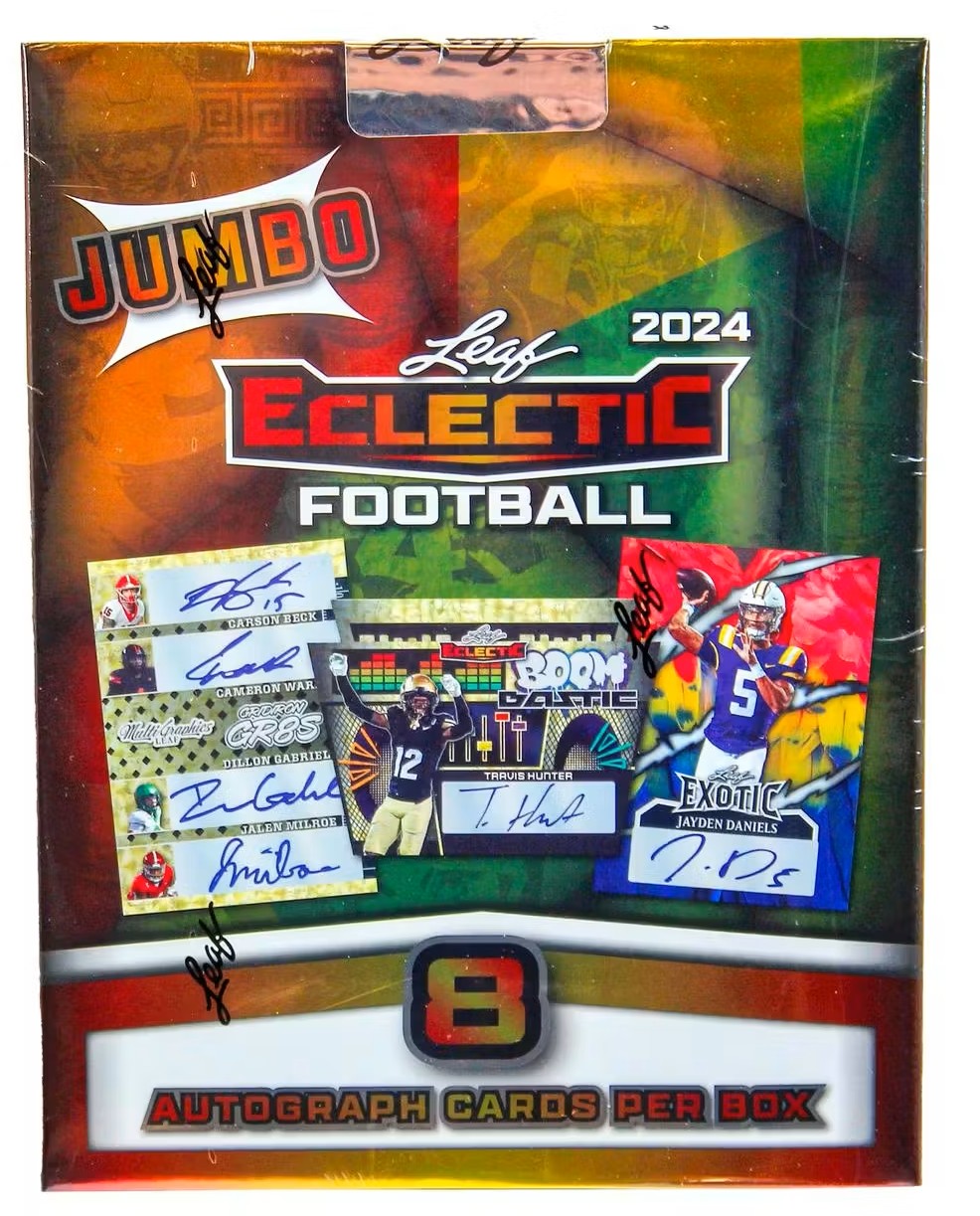 2024 Leaf Eclectic Football JUMBO Hobby Box - 8 Cards Per Box