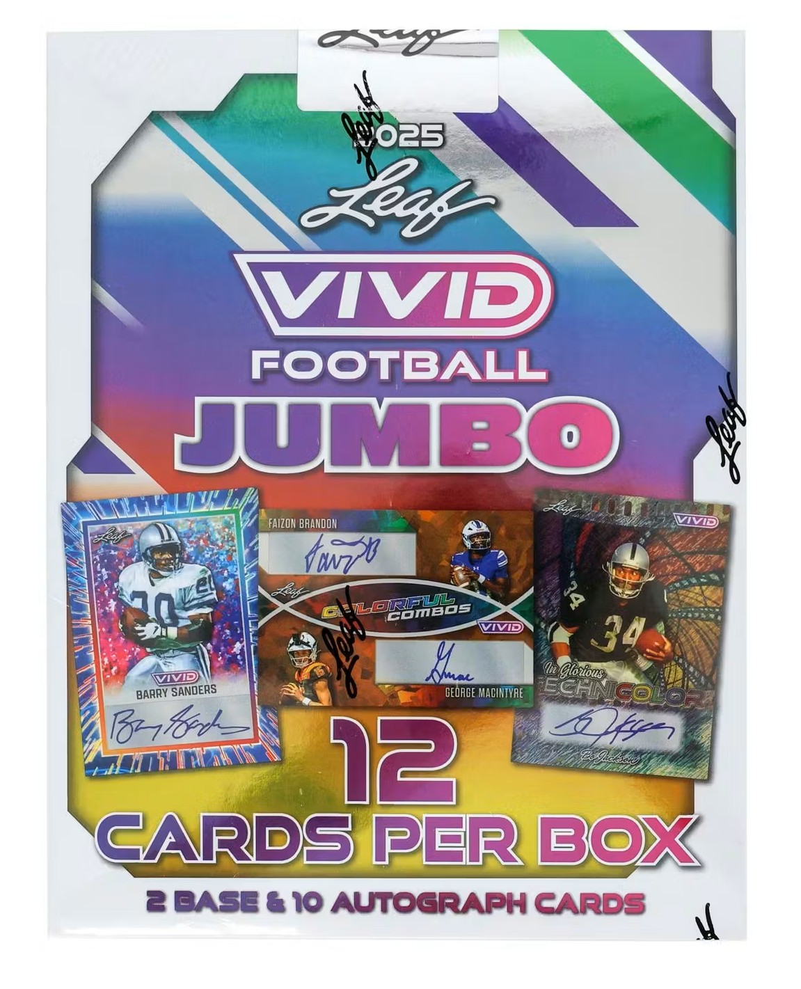 2025 Leaf Vivid Football Jumbo Hobby Box - 12 Cards Per Box
