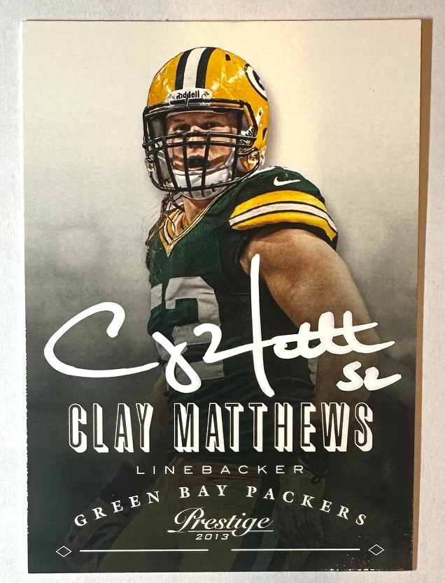 CLAY MATTHEWS SIGNED 2013 PLAYOFF PRESTIGE CARD #76 - JSA