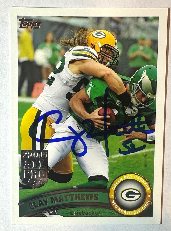 CLAY MATTHEWS SIGNED 2011 TOPPS CARD #392 - JSA