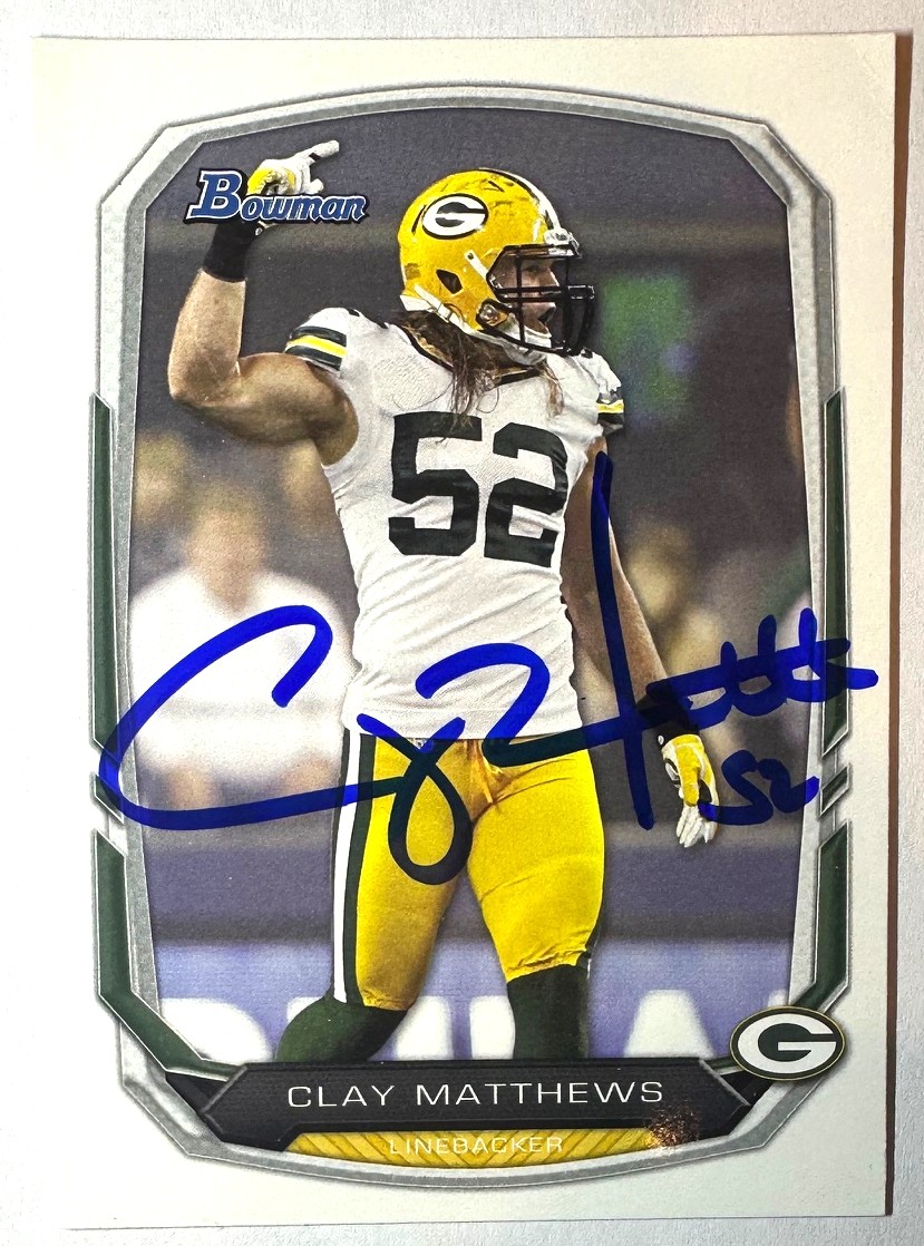 CLAY MATTHEWS SIGNED 2013 BOWMAN CARD #83