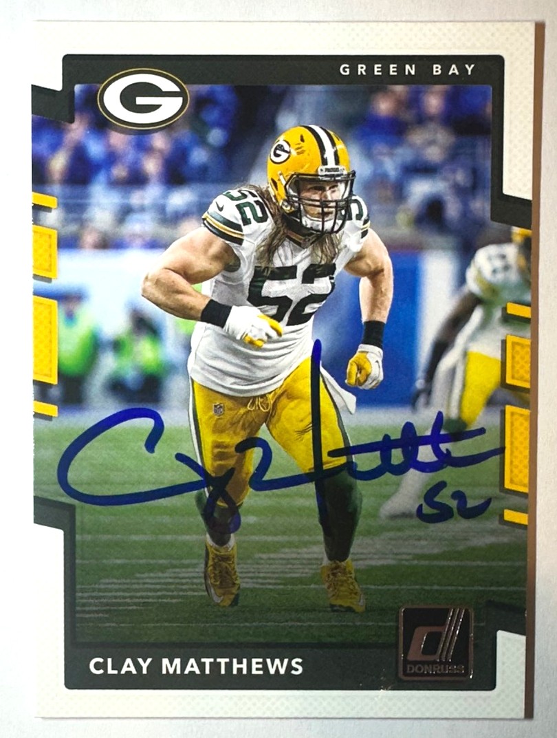 CLAY MATTHEWS SIGNED 2017 DONRUSS CARD #103 - JSA