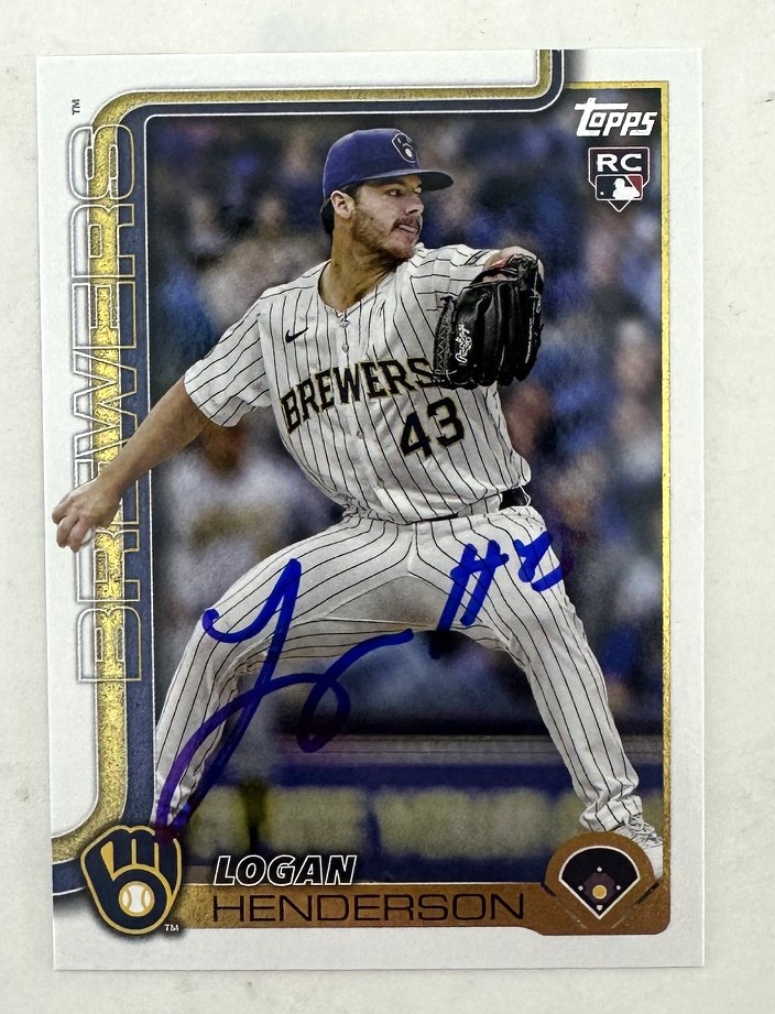 LOGAN HENDERSON SIGNED 2025 TOPPS ROOKE BREWERS CARD #US-137