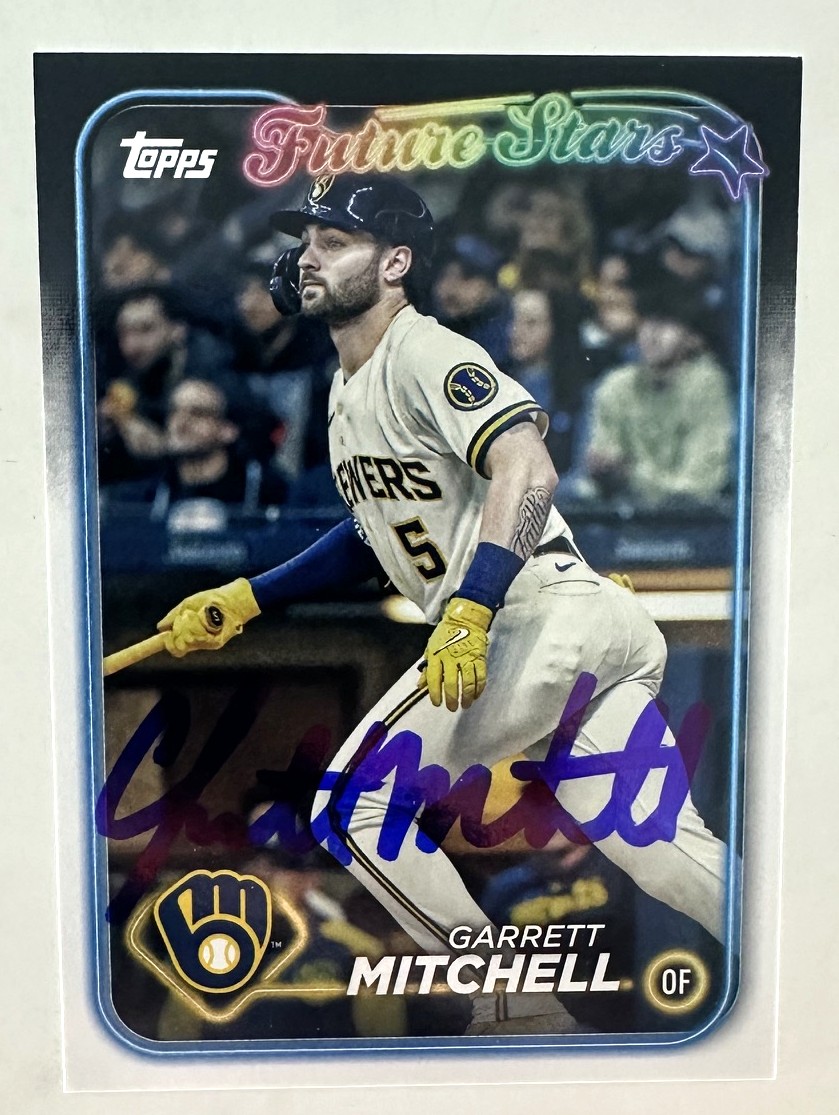 GARRETT MITCHELL SIGNED 2024 TOPPS FUTURE STAR BREWERS CARD #447