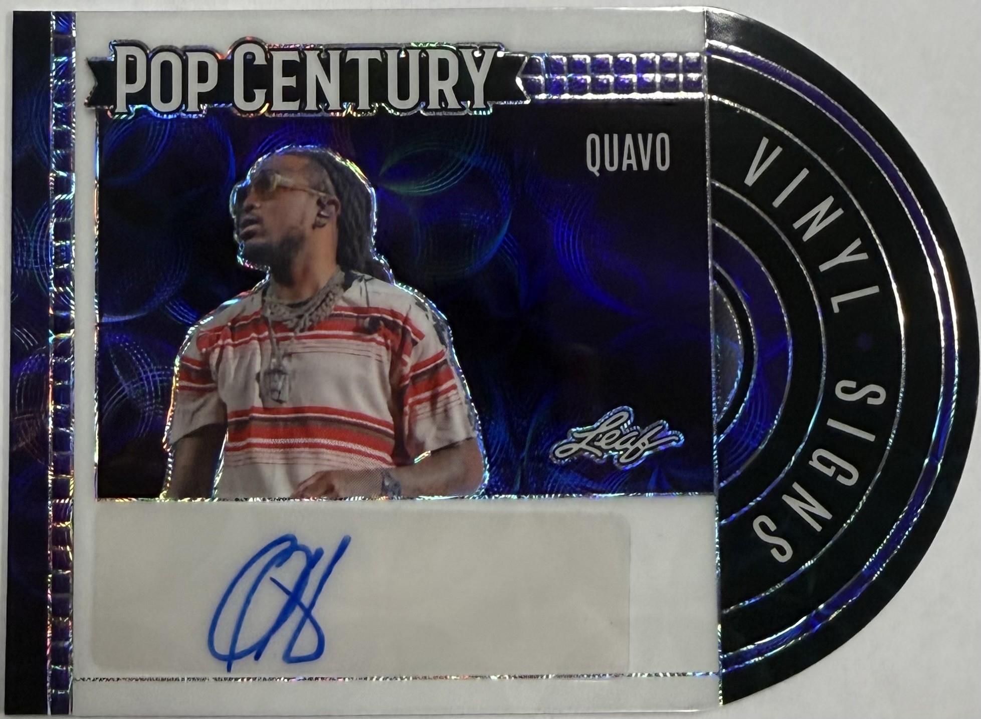 QUAVO SIGNED CARD /7 - 2024 LEAF POP CENTURY VINYL SIGNS #VS-Q1