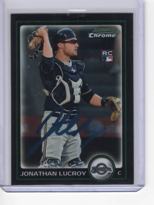 JONATHAN LUCROY SIGNED 2010 BOWMAN CHROME BREWERS ROOKIE CARD #200