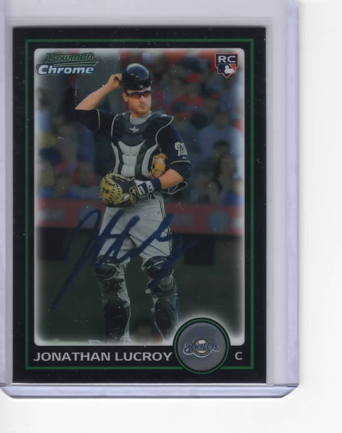 JONATHAN LUCROY SIGNED 2010 BOWMAN CHROME BREWERS ROOKIE CARD #BDP22