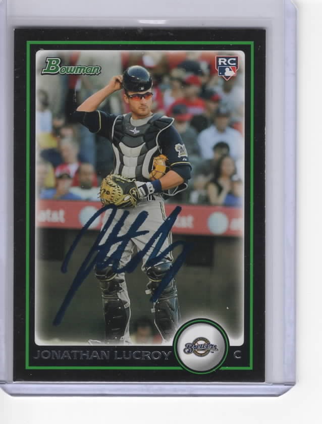JONATHAN LUCROY SIGNED 2010 BOWMAN BREWERS ROOKIE CARD #BDP22
