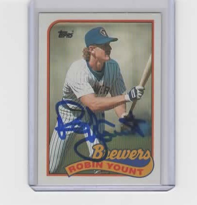 ROBIN YOUNT SIGNED 1989 TOPPS BREWERS CARD #615