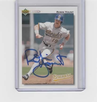 ROBIN YOUNT SIGNED 1992 UPPER DECK BREWERS CARD #456
