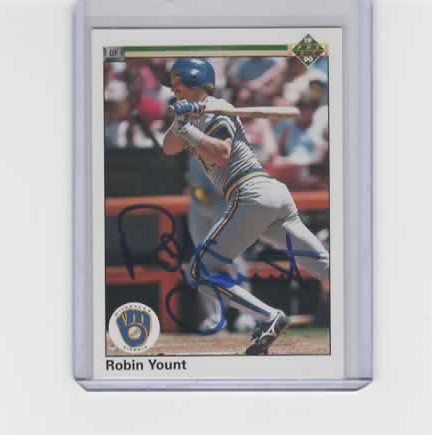 ROBIN YOUNT SIGNED 1990 UPPER DECK BREWERS CARD #567