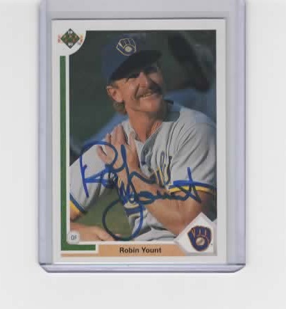 ROBIN YOUNT SIGNED 1991 UPPER DECK BREWERS CARD #344