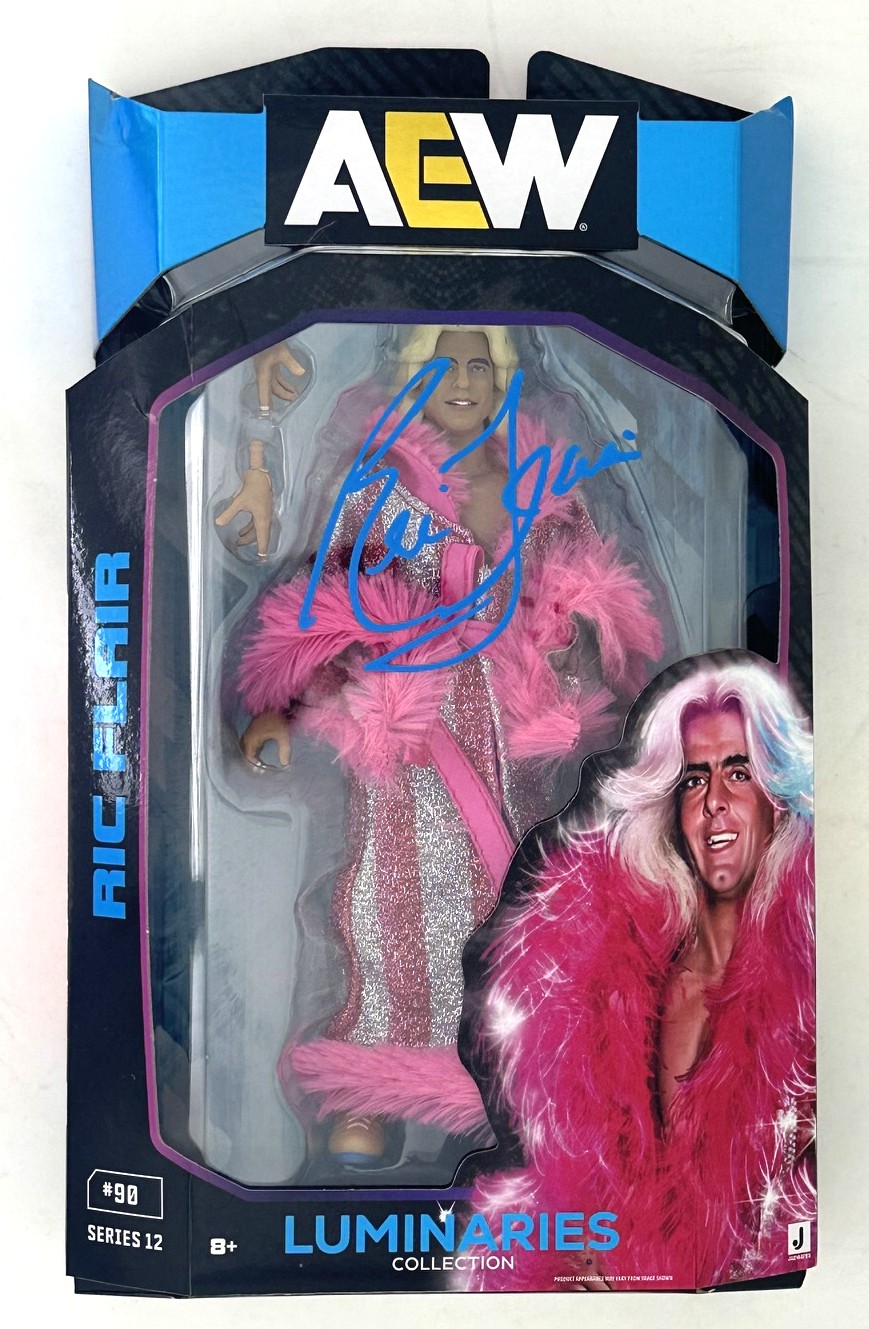 NATURE BOY RIC FLAIR SIGNED AEW ACTION WRESTLING FIGURE - BAS