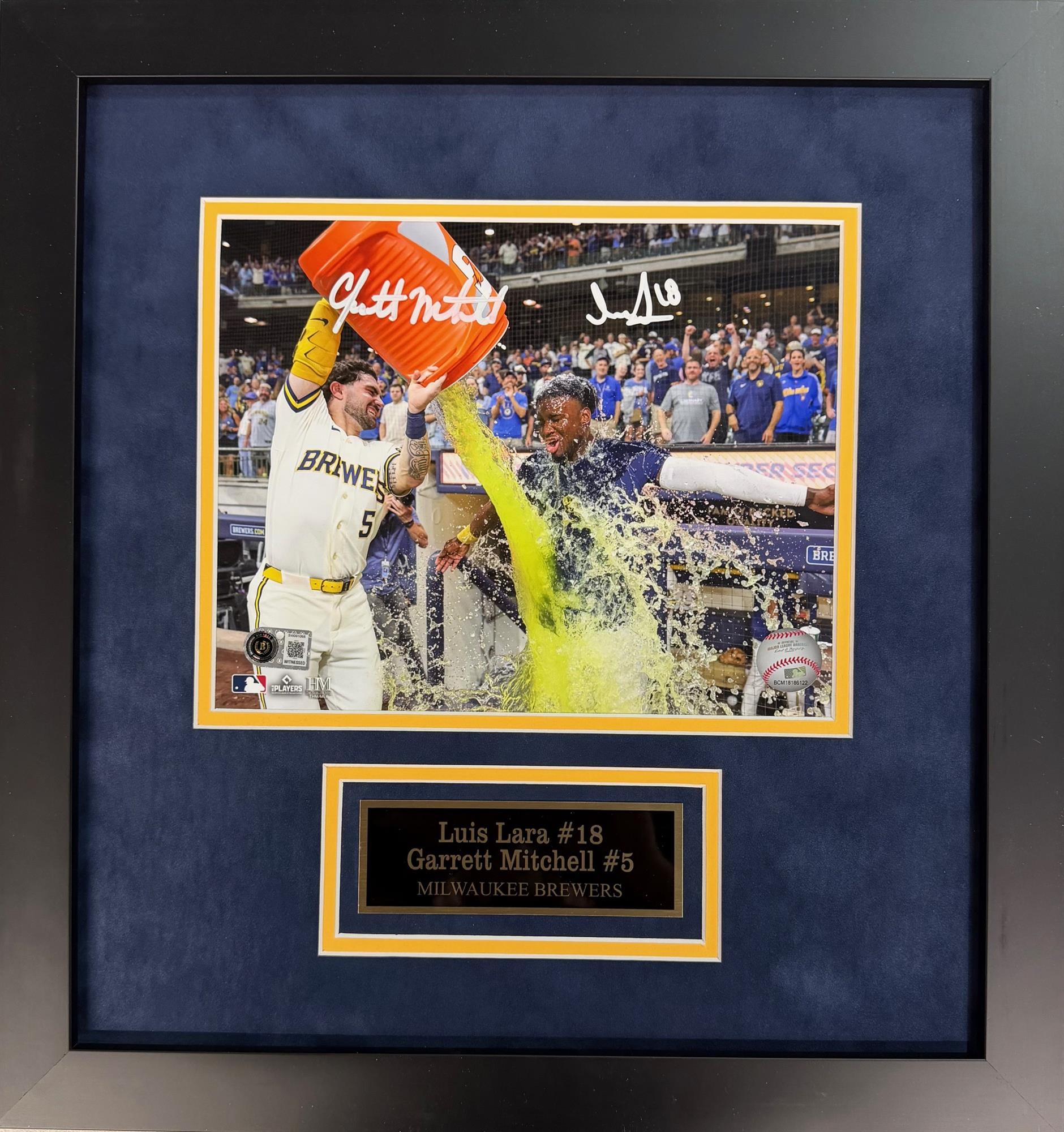 GARRETT MITCHELL & LUIS LARA DUAL SIGNED FRAMED BREWERS 8X10 PHOTO