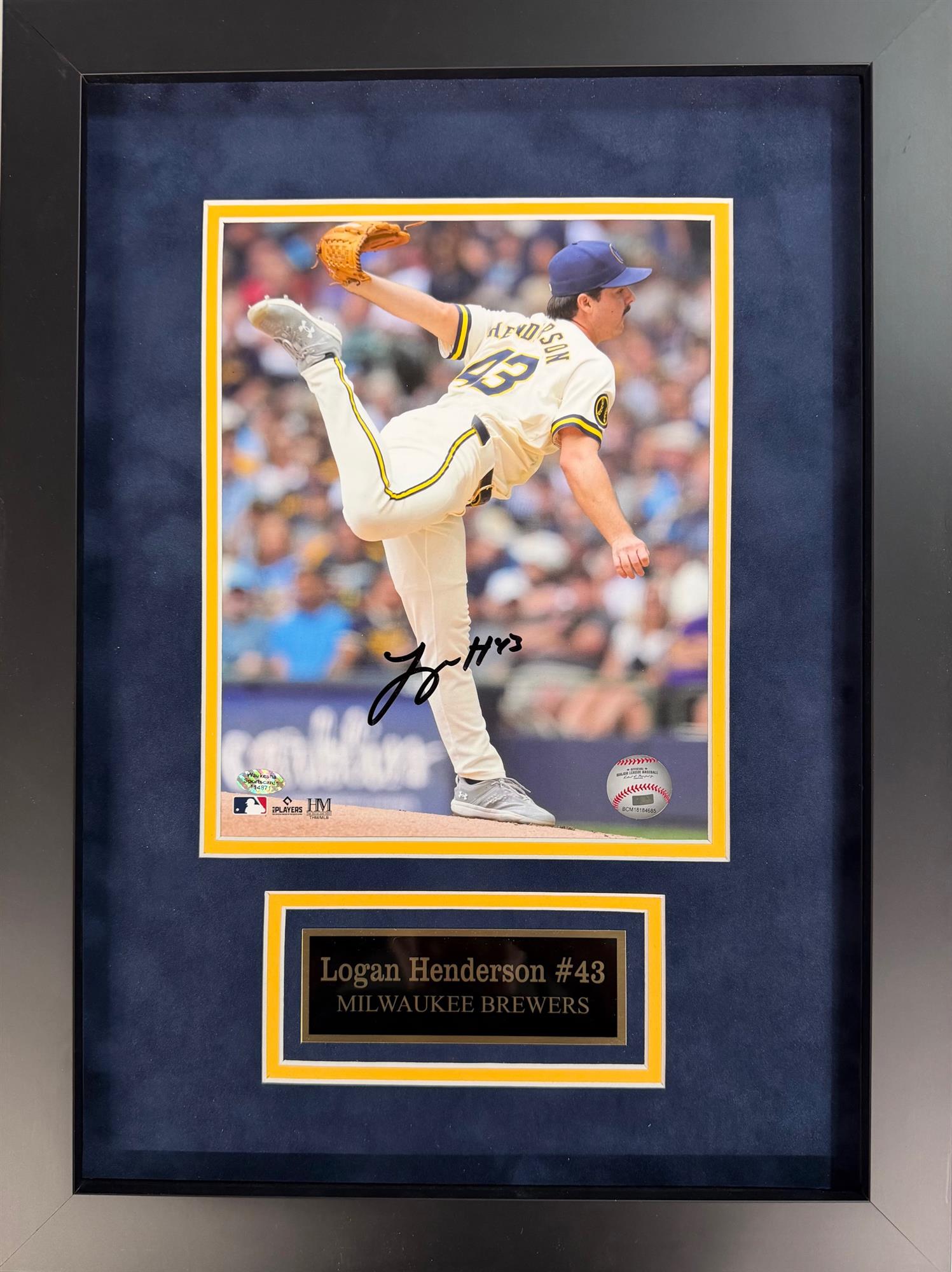 LOGAN HENDERSON SIGNED FRAMED BREWERS 8X10 PHOTO #1