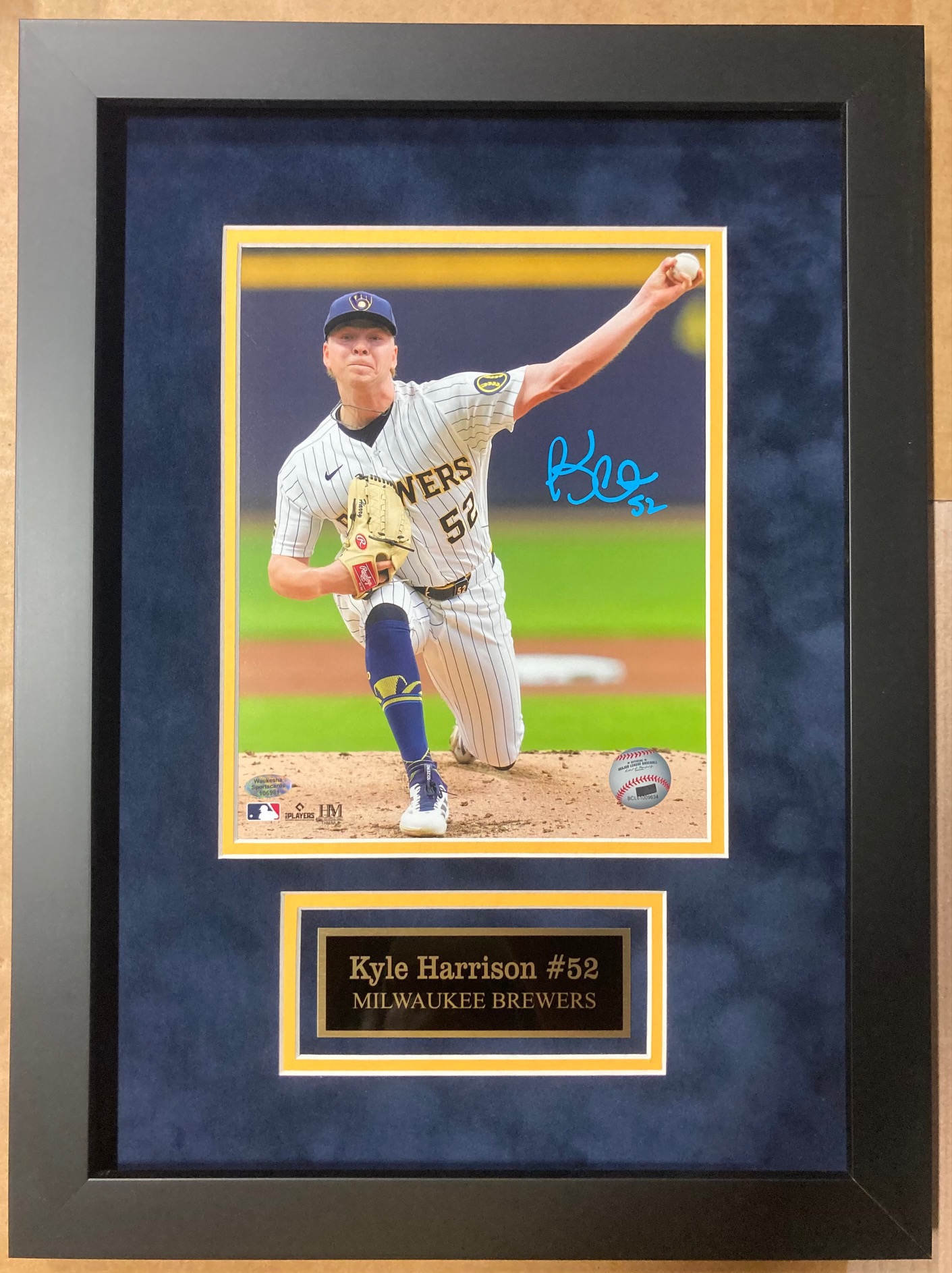 KYLE HARRISON SIGNED FRAMED BREWERS 8X10 PHOTO #3