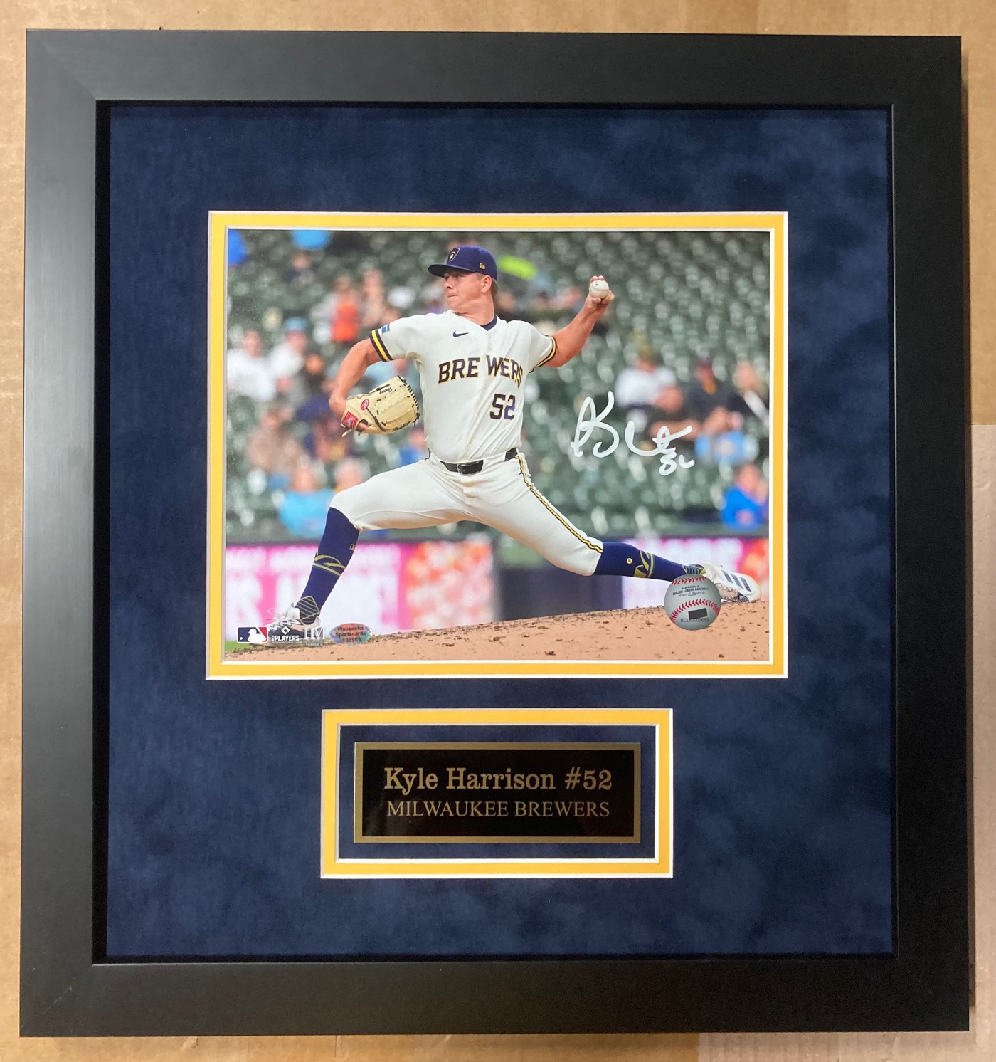 KYLE HARRISON SIGNED FRAMED BREWERS 8X10 PHOTO #2