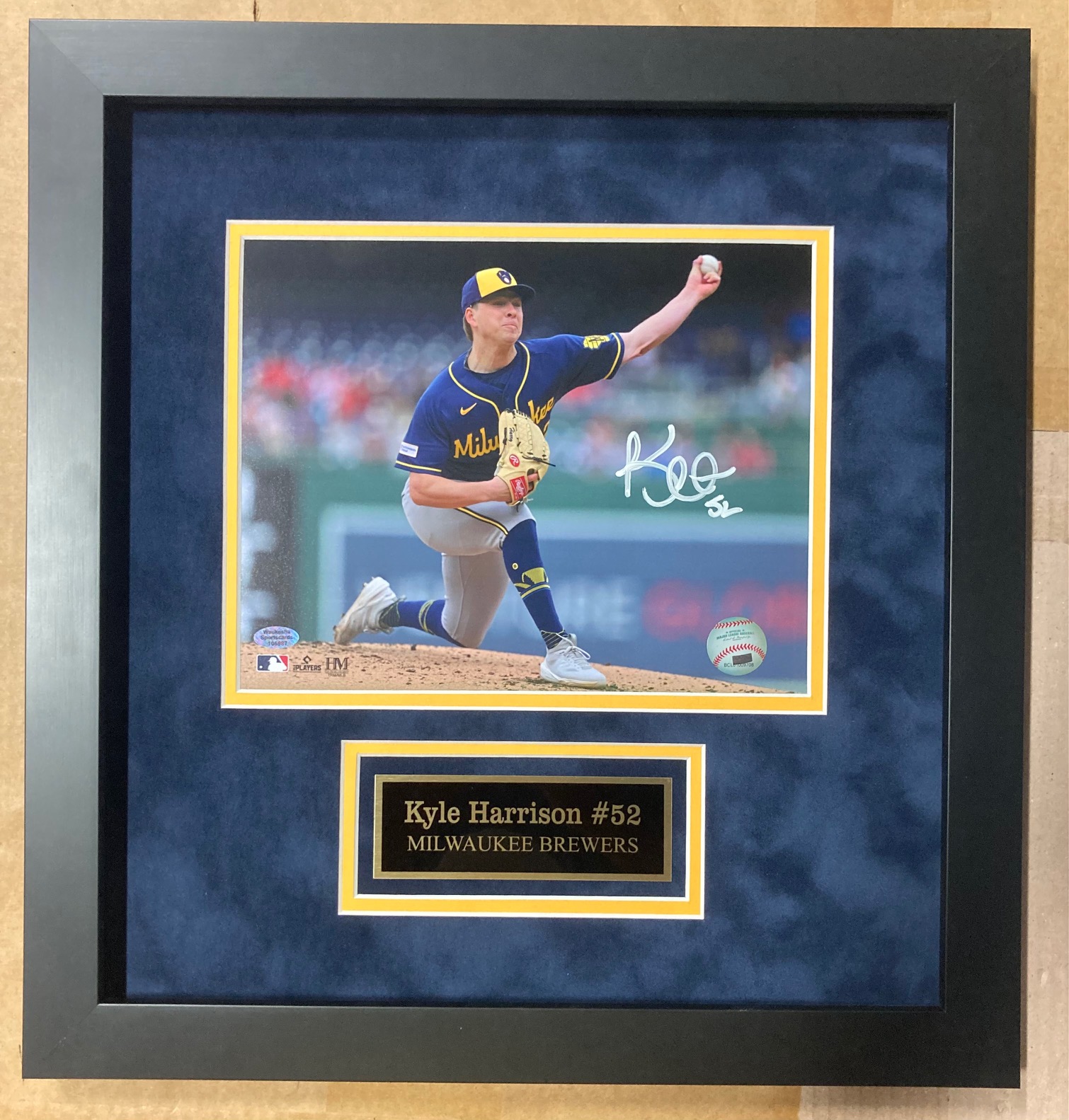KYLE HARRISON SIGNED FRAMED BREWERS 8X10 PHOTO #1