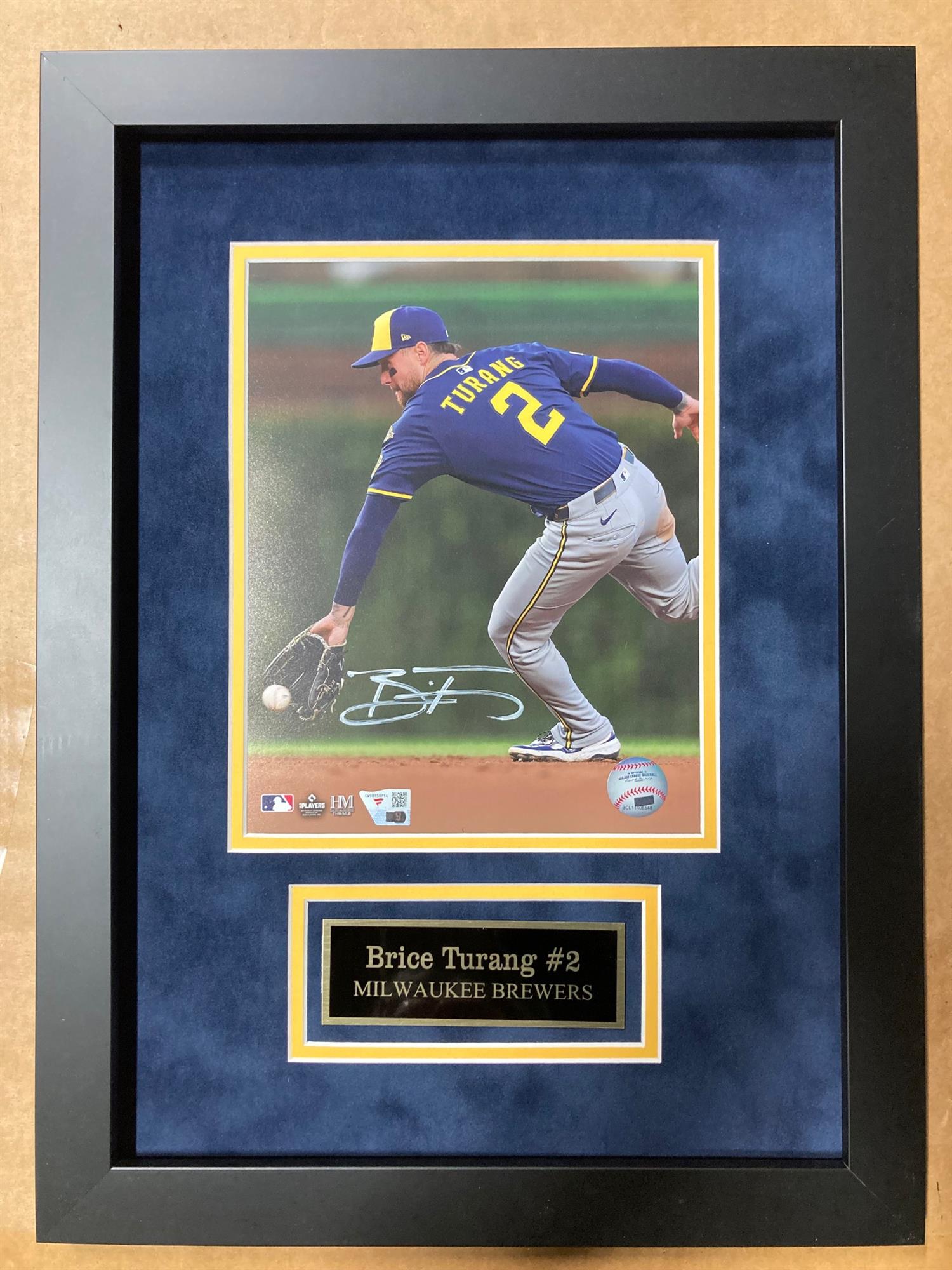 BRICE TURANG SIGNED FRAMED BREWERS 8X10 PHOTO #12
