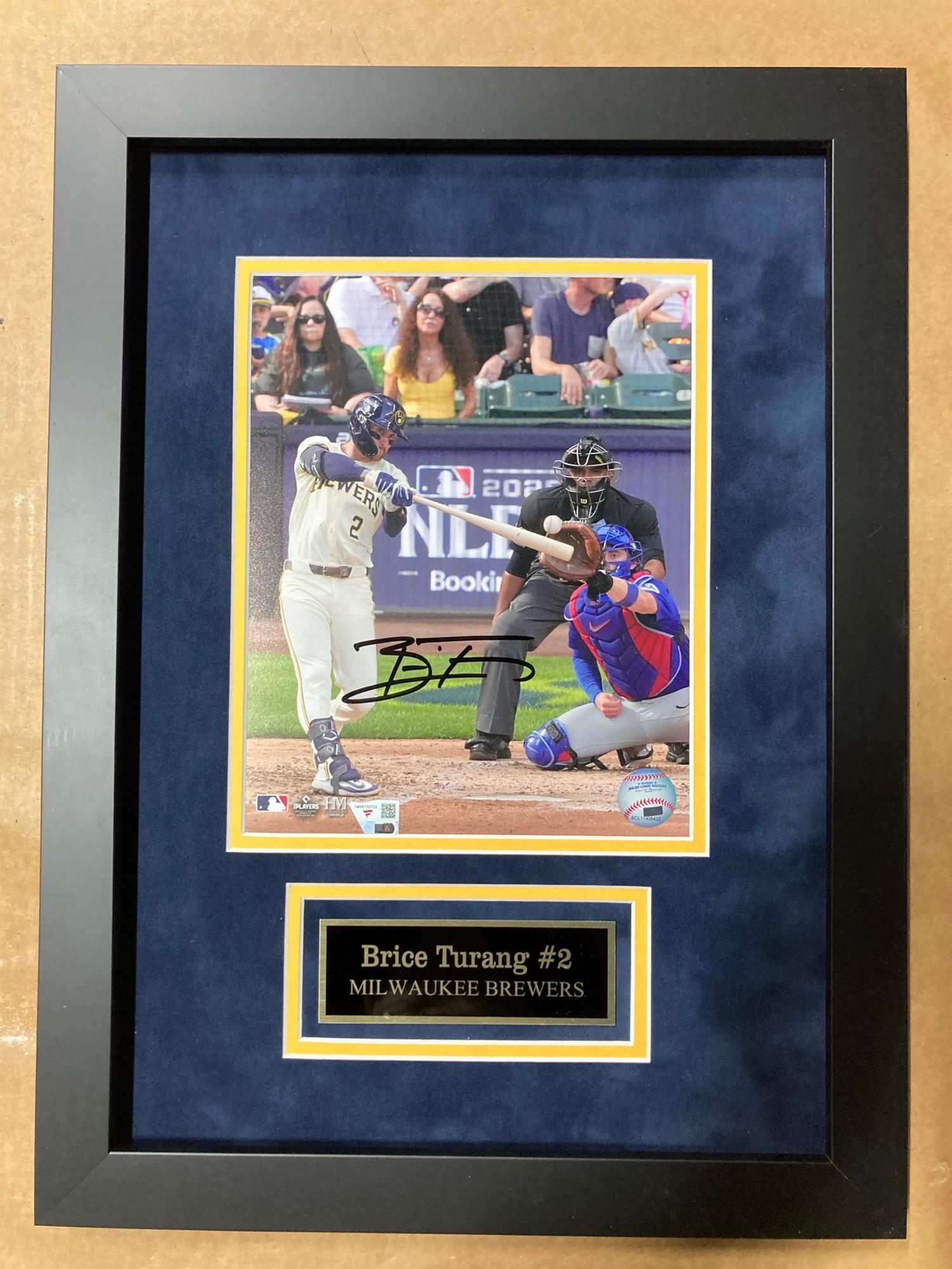 BRICE TURANG SIGNED FRAMED BREWERS 8X10 PHOTO #11