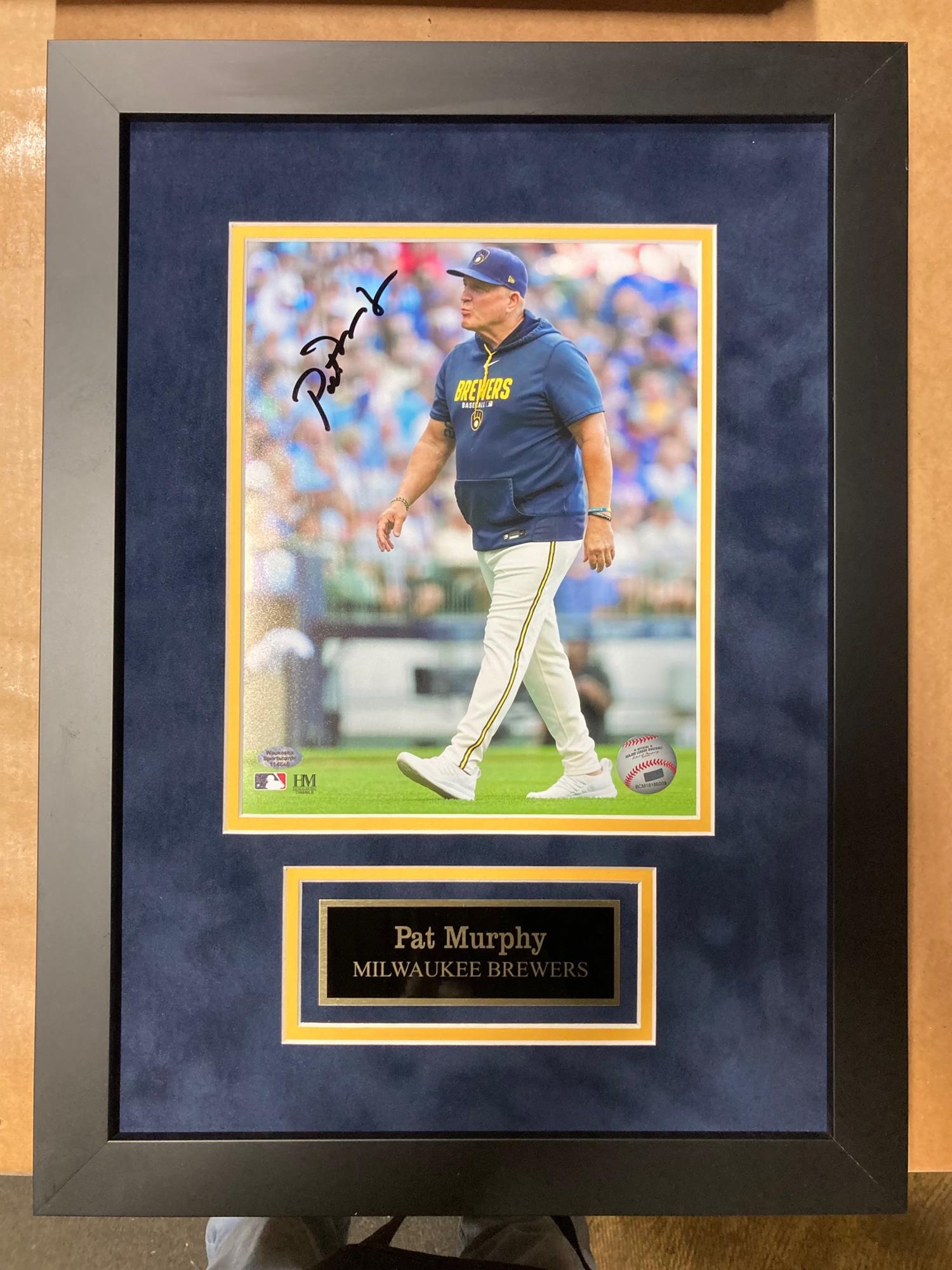 PAT MURPHY SIGNED FRAMED BREWERS 8X10 PHOTO #6