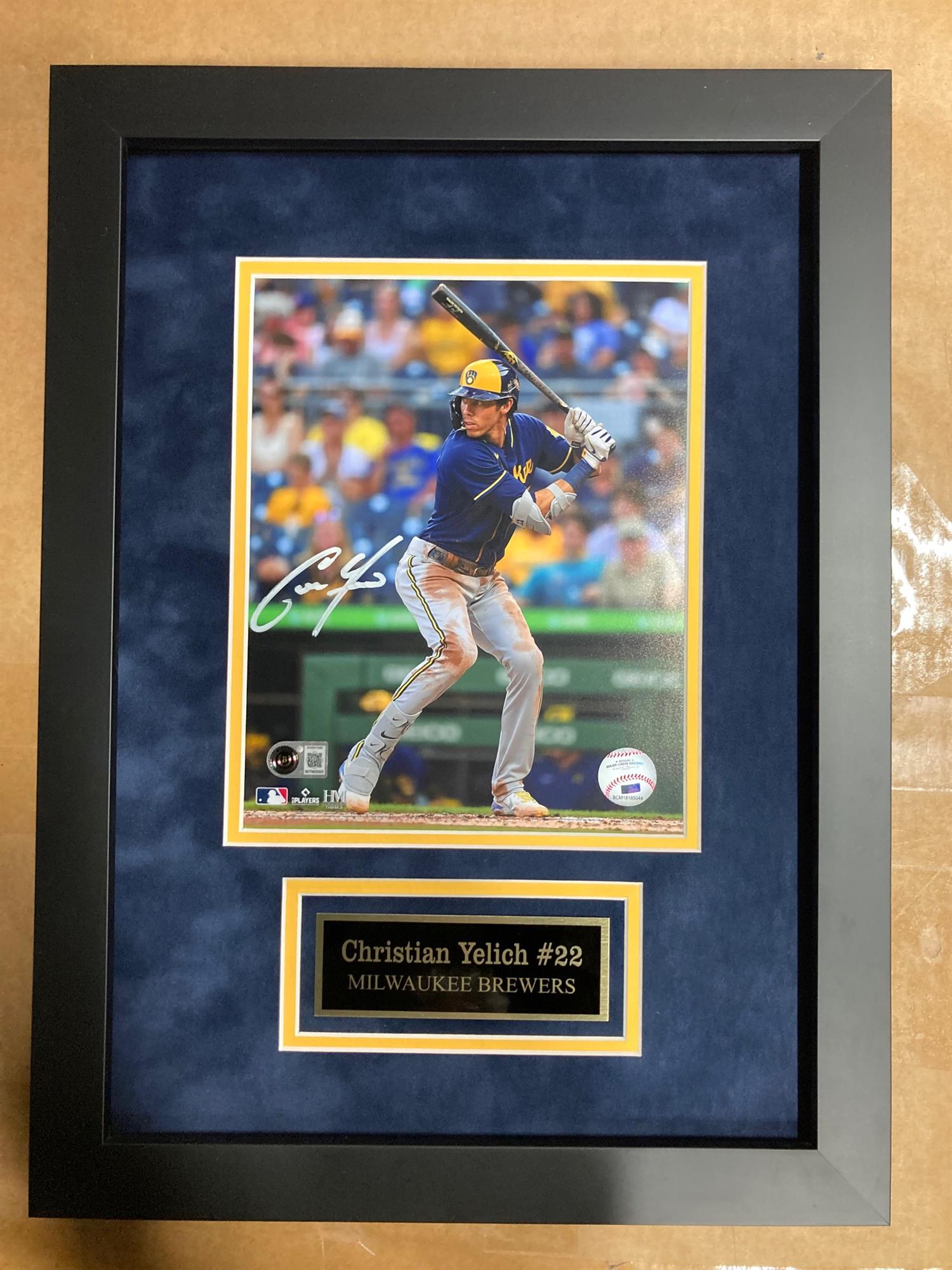 CHRISTIAN YELICH SIGNED FRAMED BREWERS 8X10 PHOTO #2