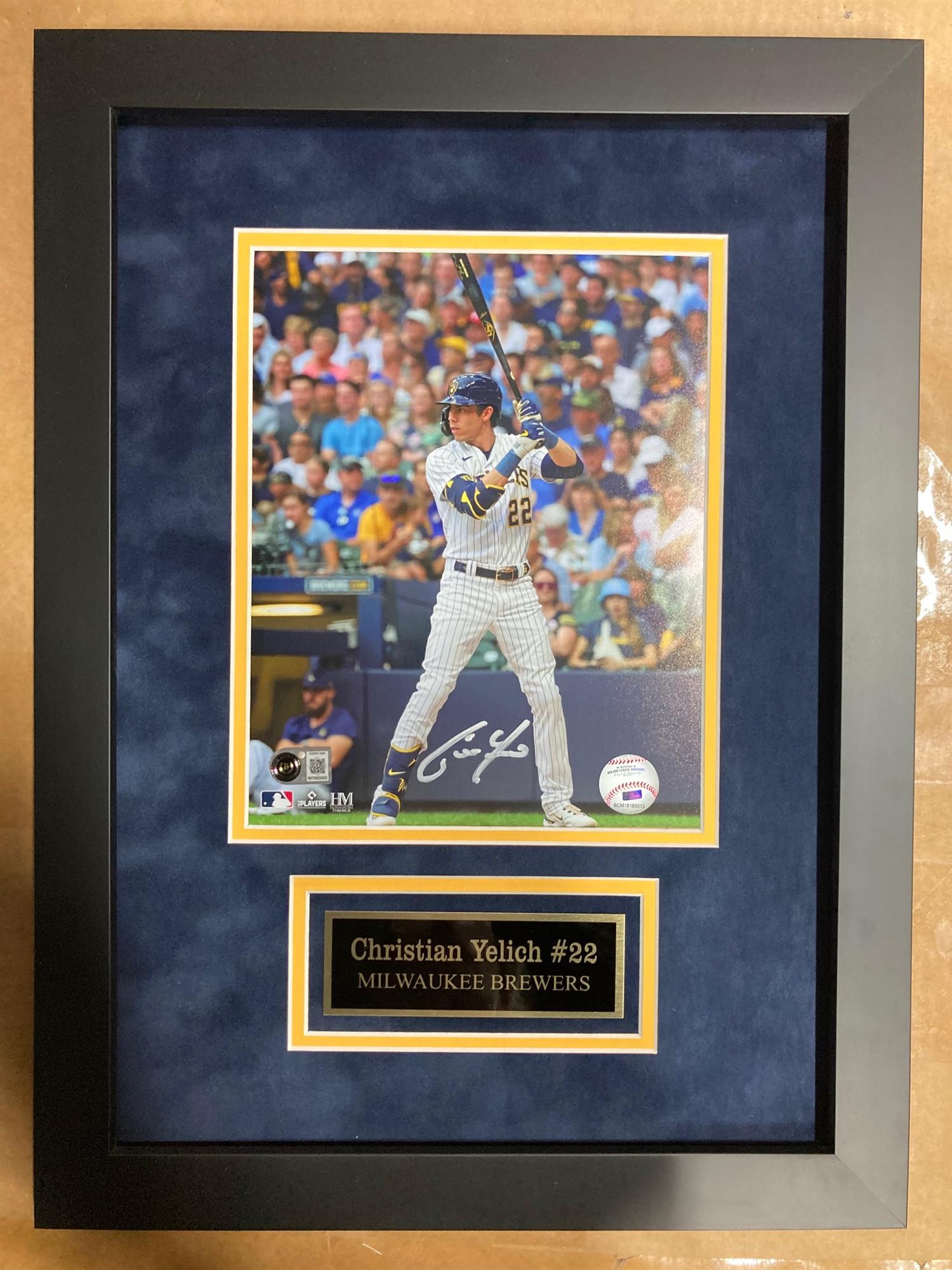 CHRISTIAN YELICH SIGNED FRAMED BREWERS 8X10 PHOTO #3