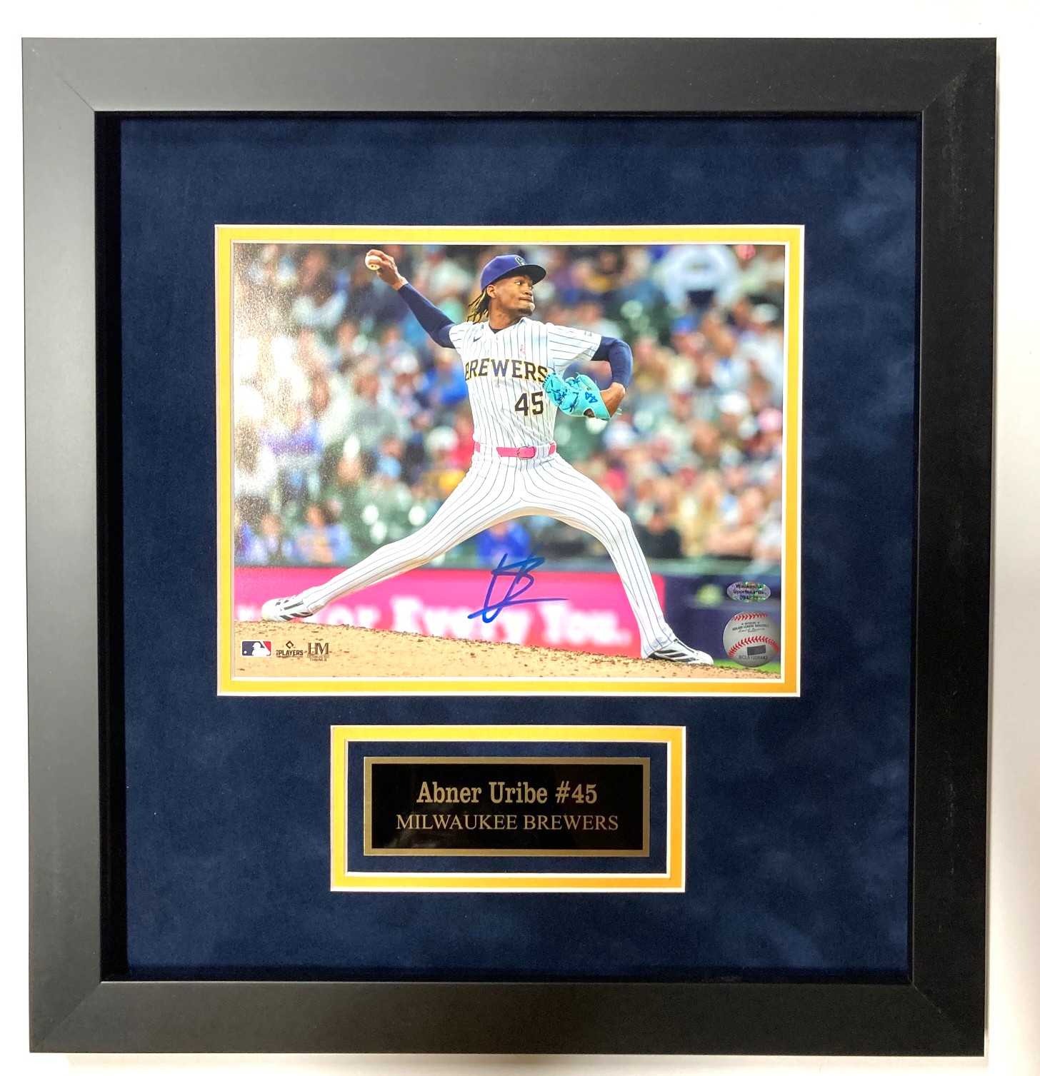 ABNER URIBE SIGNED FRAMED BREWERS 8X10 PHOTO #3