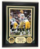 BRETT FAVRE FRAMED HIGHLAND MINT SIGNED PACKERS 8X10 PHOTO #7 WITH 24kt GOLD MEDALLIONS