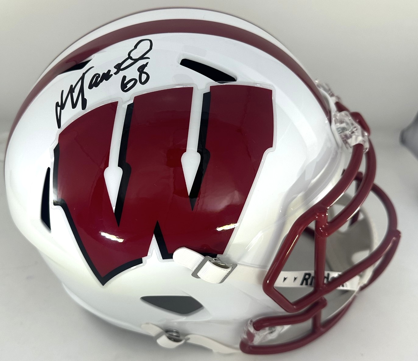 MARK TAUSCHER SIGNED WI BADGERS FULL SIZE REPLICA HELMET - BAS