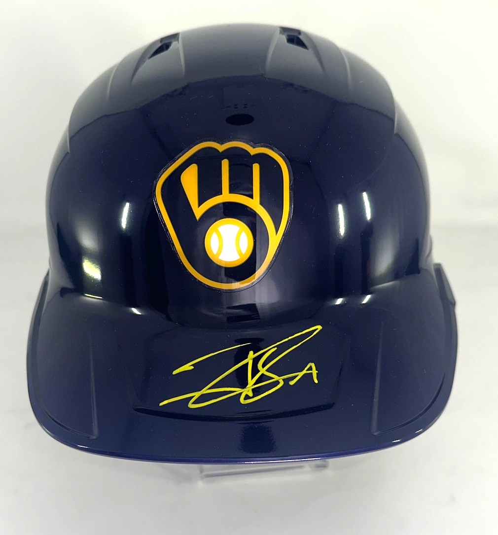 JACKSON CHOURIO SIGNED RAWLINGS FULL SIZE BREWERS BLUE HELMET - FAN