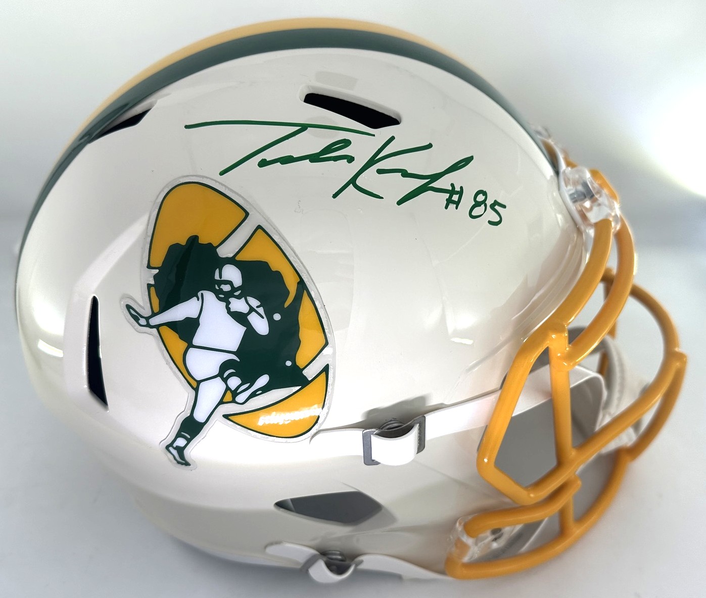 TUCKER KRAFT SIGNED FULL SIZE PACKERS 2026 RETRO SPEED HELMET - JSA