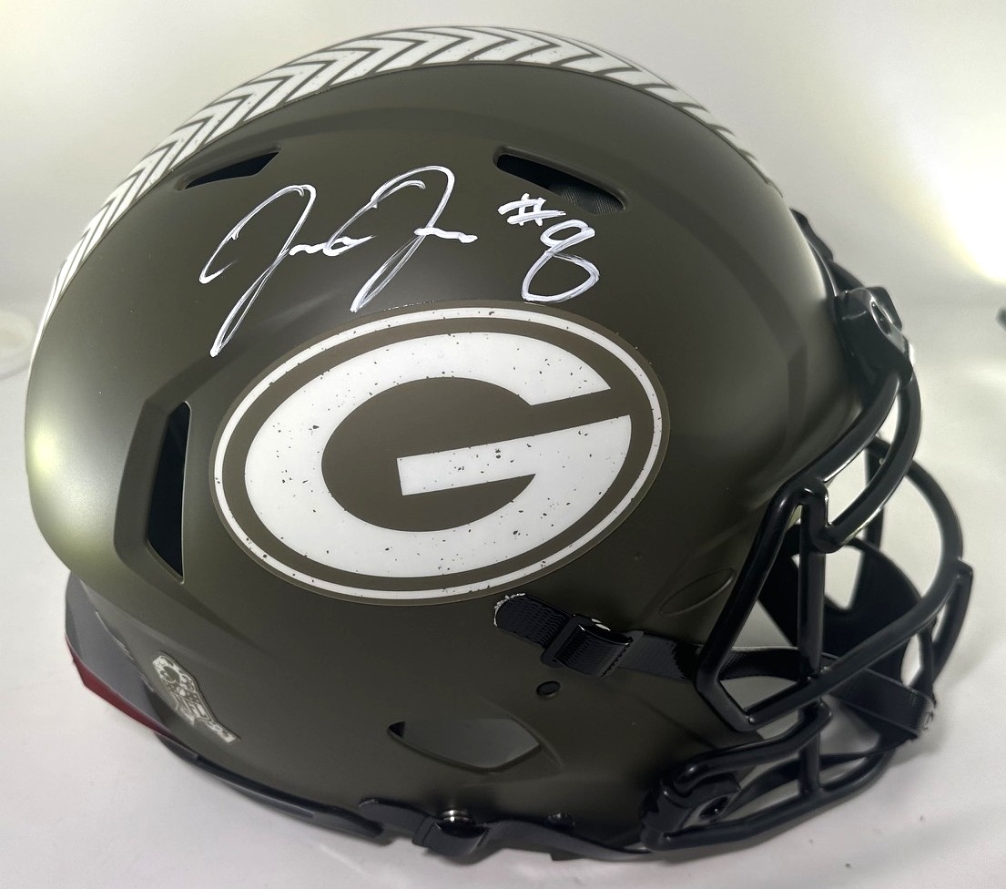JOSH JACOBS SIGNED FULL SIZE PACKERS 2022 SALUTE SPEED HELMET