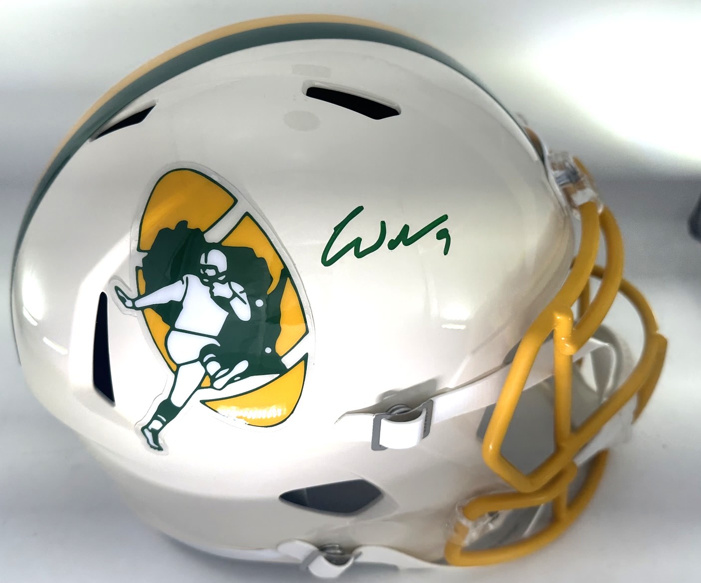 CHRISTIAN WATSON SIGNED FULL SIZE PACKERS RETRO REPLICA SPEED HELMET - BAS