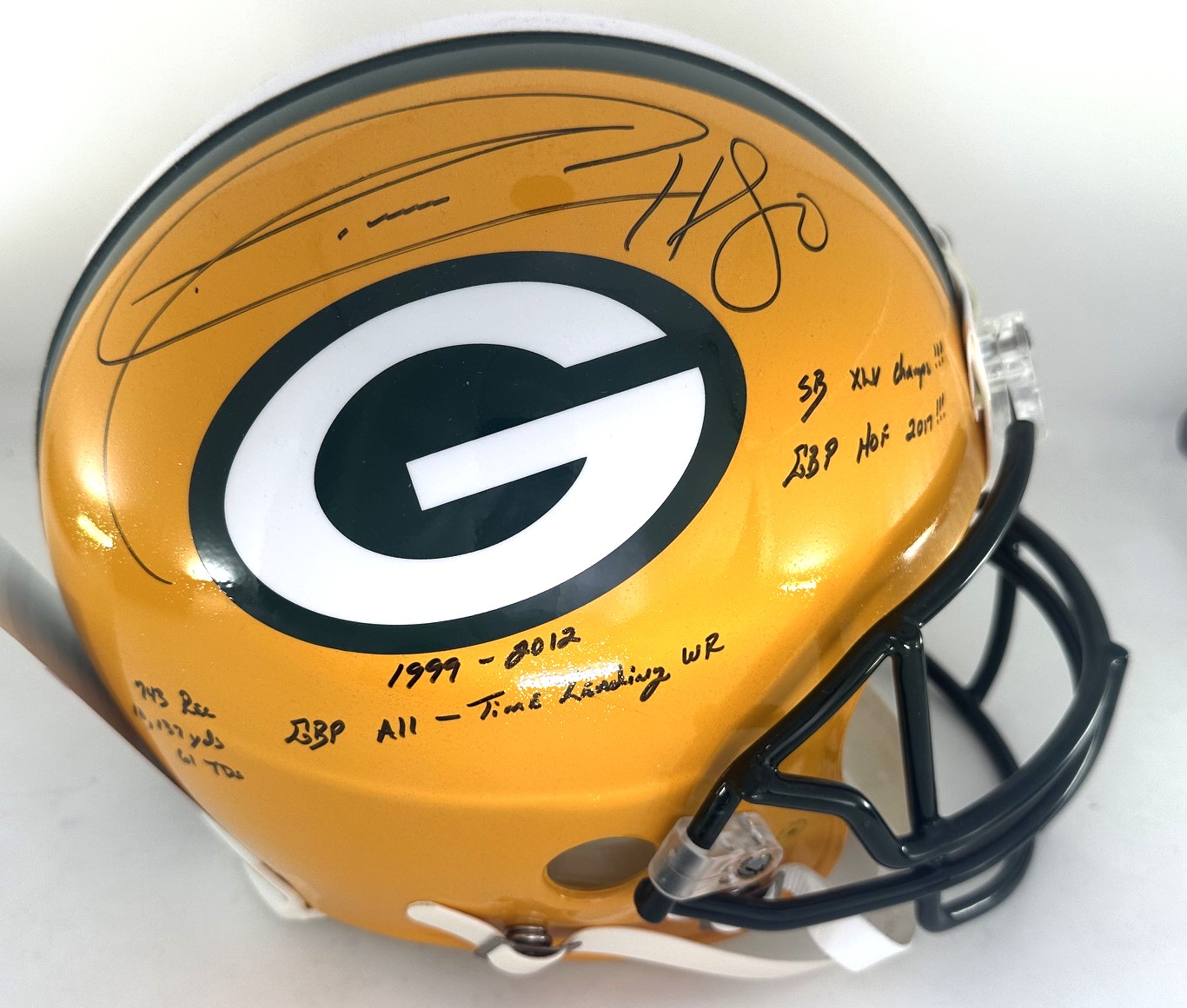 DONALD DRIVER SIGNED FULL SIZE PACKERS VSR4 PROLINE AUTHENTIC HELMET W/ CAREER STATS - JSA