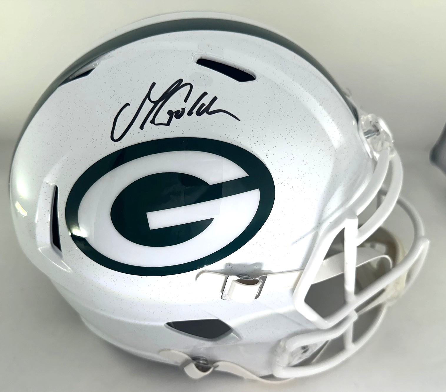 MATTHEW GOLDEN SIGNED FULL SIZE PACKERS ALTERNATE WHITE OUT REPLICA SPEED HELMET - BAS