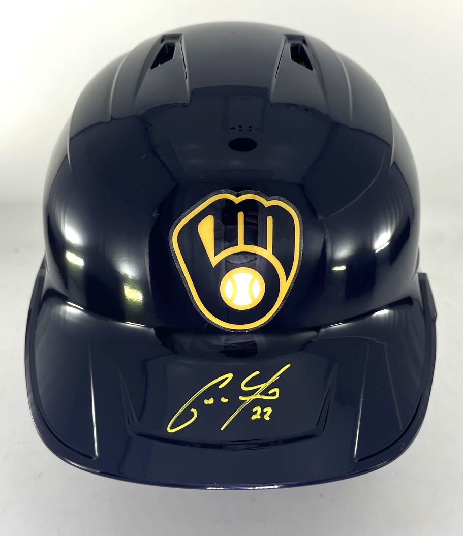 CHRISTIAN YELICH SIGNED RAWLINGS FULL SIZE BREWERS HELMET - JSA