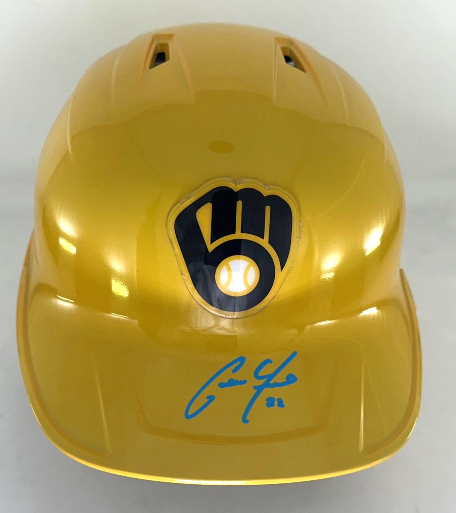 CHRISTIAN YELICH SIGNED RAWLINGS FULL SIZE BREWERS HELMET - JSA Copy