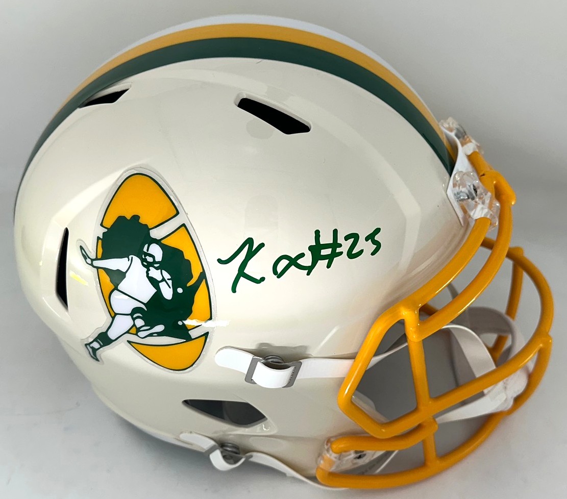 KESEAN NIXON SIGNED FULL SIZE REPLICA PACKERS 2026 RETRO SPEED HELMET - JSA