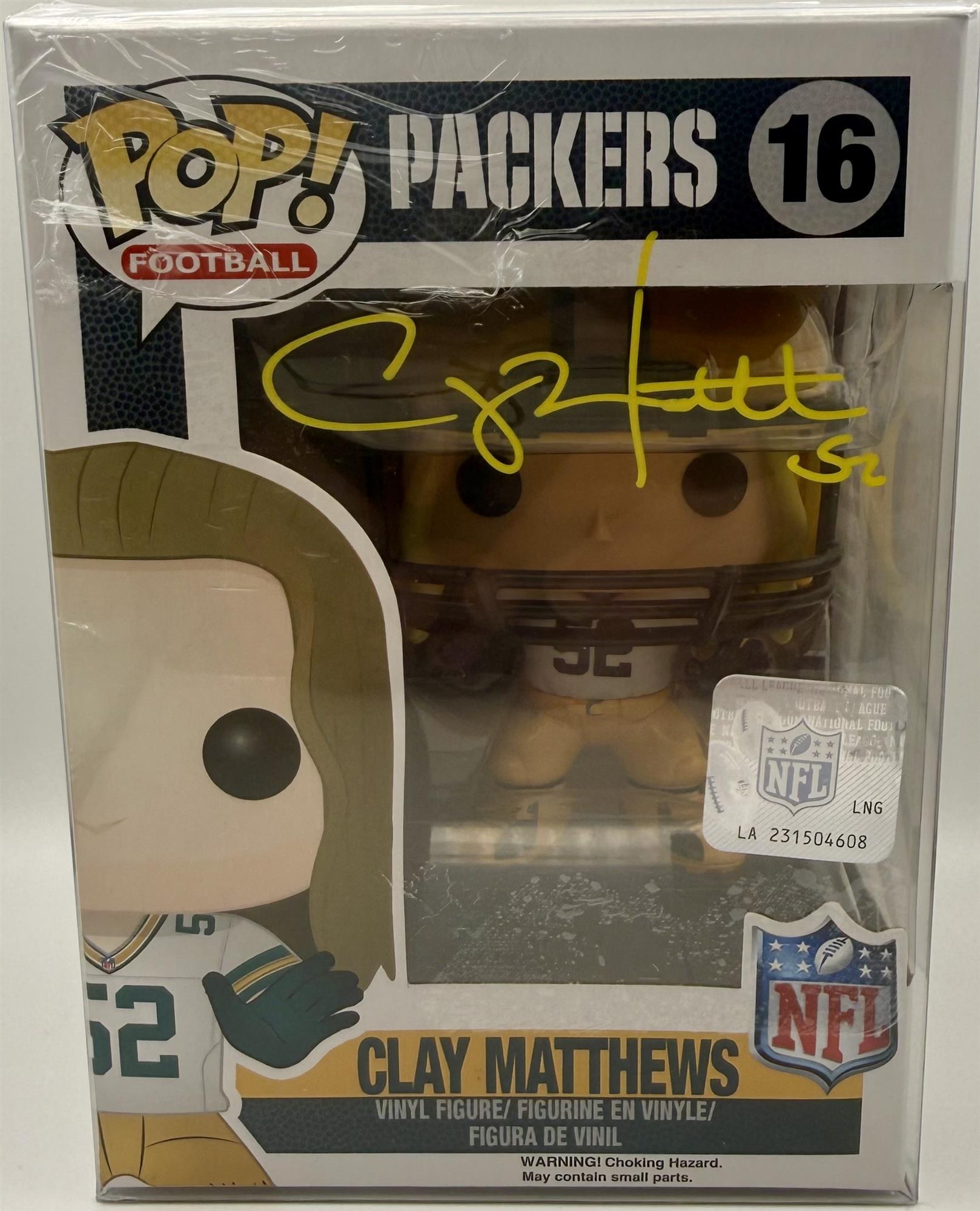 CLAY MATTHEWS SIGNED PACKERS POP FUNKO FIGURE #16 - BAS