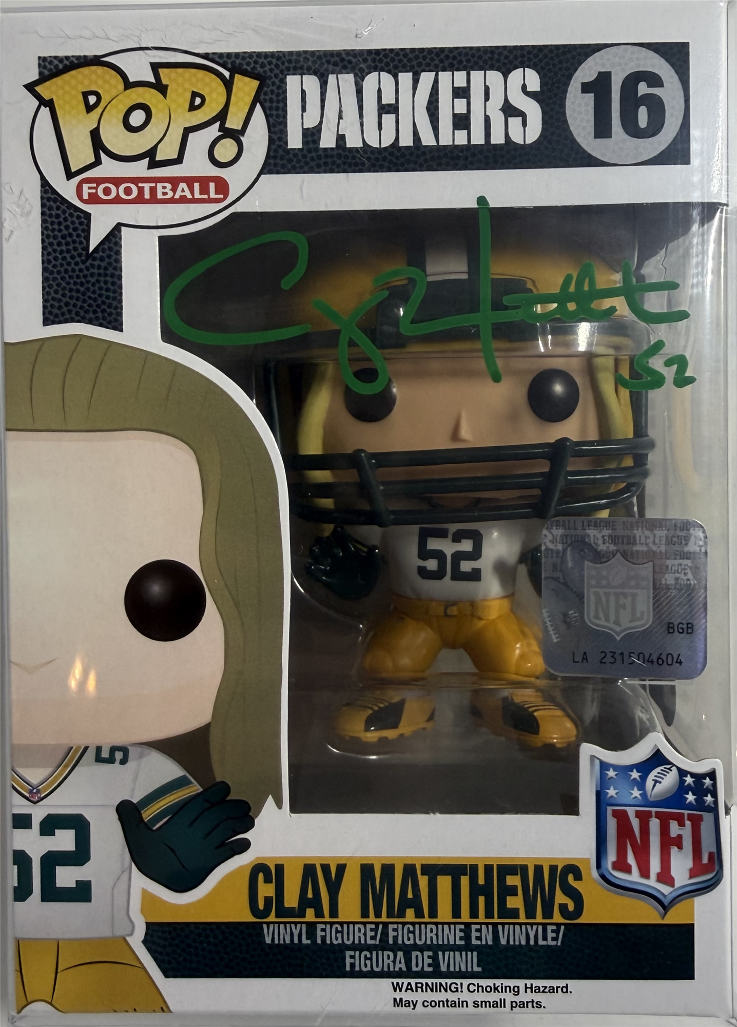 CLAY MATTHEWS SIGNED PACKERS POP FUNKO FIGURE #16 - BAS