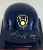BRANDON WOODRUFF SIGNED RAWLINGS BREWERS BLUE MINI HELMET - BAS