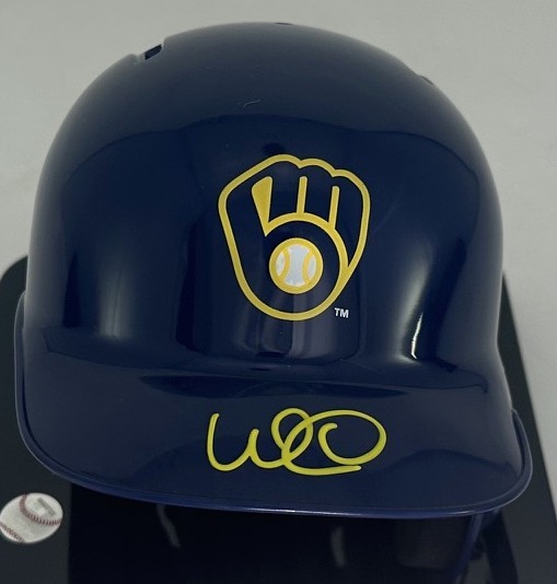 WILLIAM CONTRERAS SIGNED BREWERS BLUE MINI HELMET - BAS